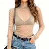 Top Pullover da Donna a Collo Alto Colorato a Manica Lunga Slim Fit per Stratificare in Autunno e Inverno