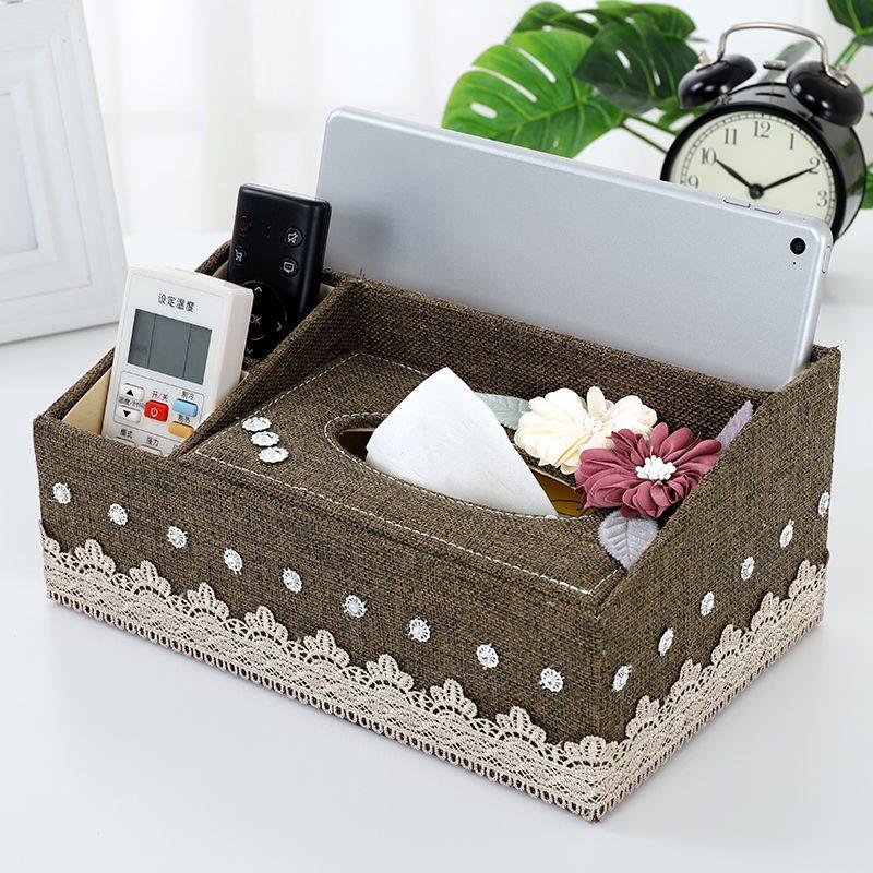 Multi-functional Tissue Box with Remote Control Storage for Living Room