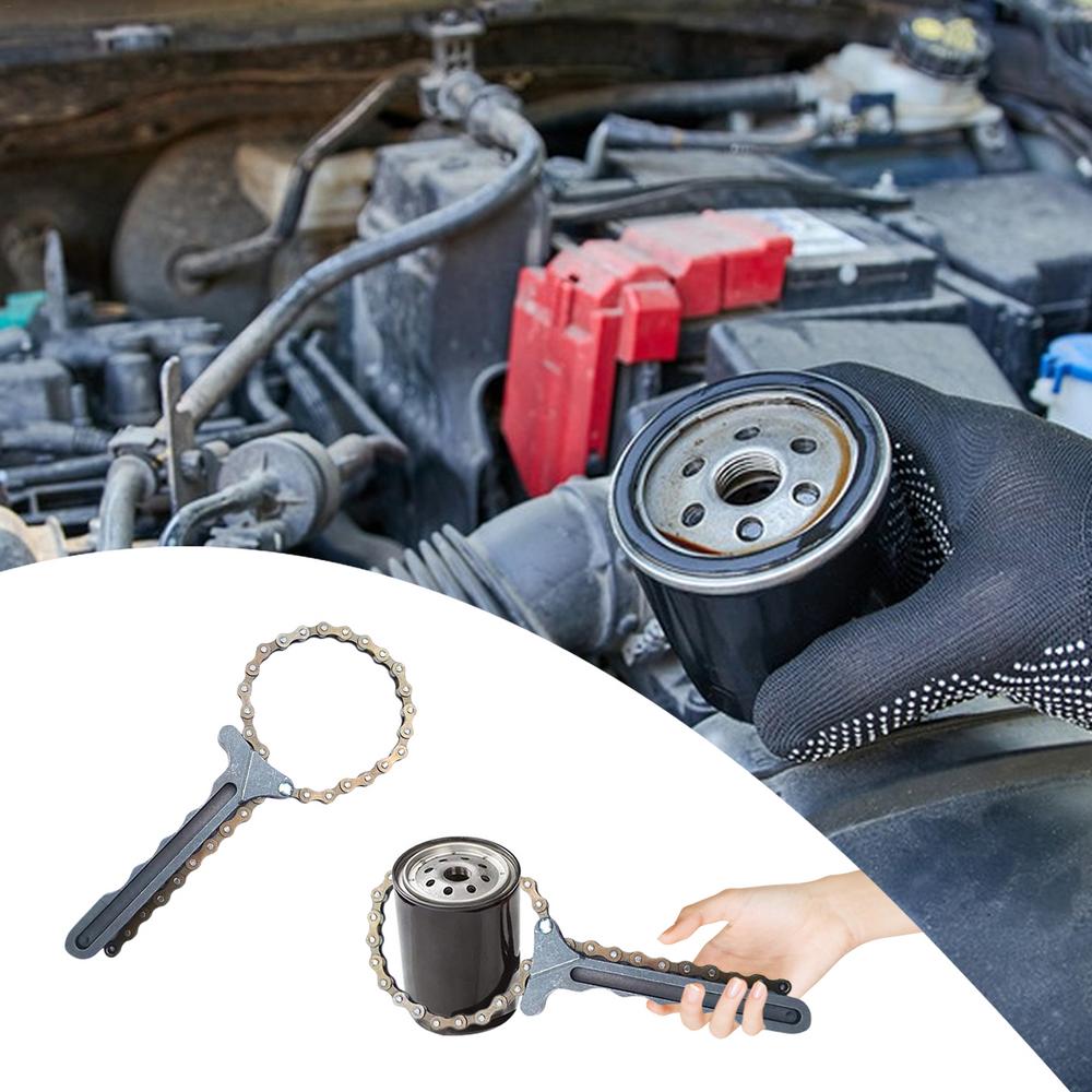 Oil Filter Chain Removal Tool Carbon Steel Chain Wrench For Pipe Fittings Adjustable Efficient Oil Filter Removal Car Repairing