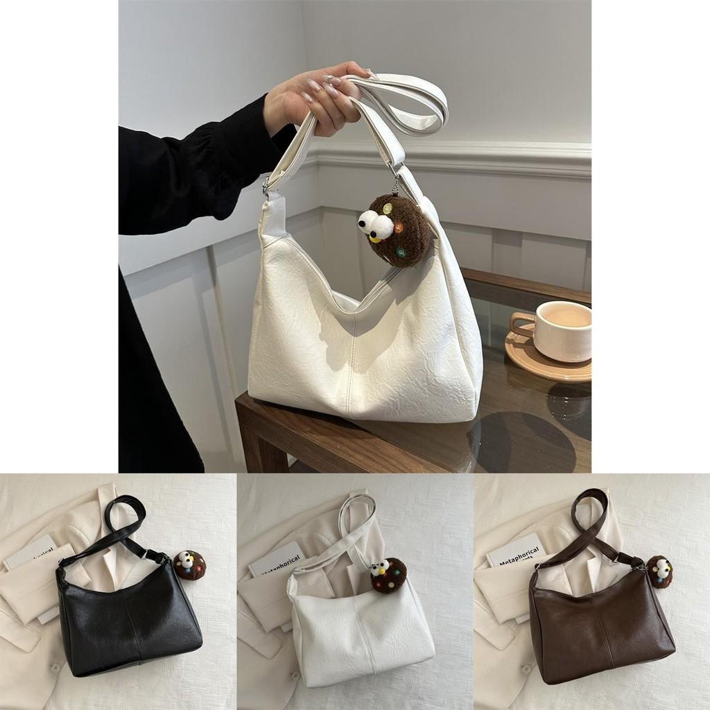 Stylish Large Capacity Tote Bag For Women Elegant Shoulder Sling Purse In Black White Brown