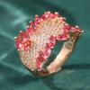Luxury  Women'S Rose Gold Color Ring Wide Face Jewelry Elegant Wedding Band, Anniversary