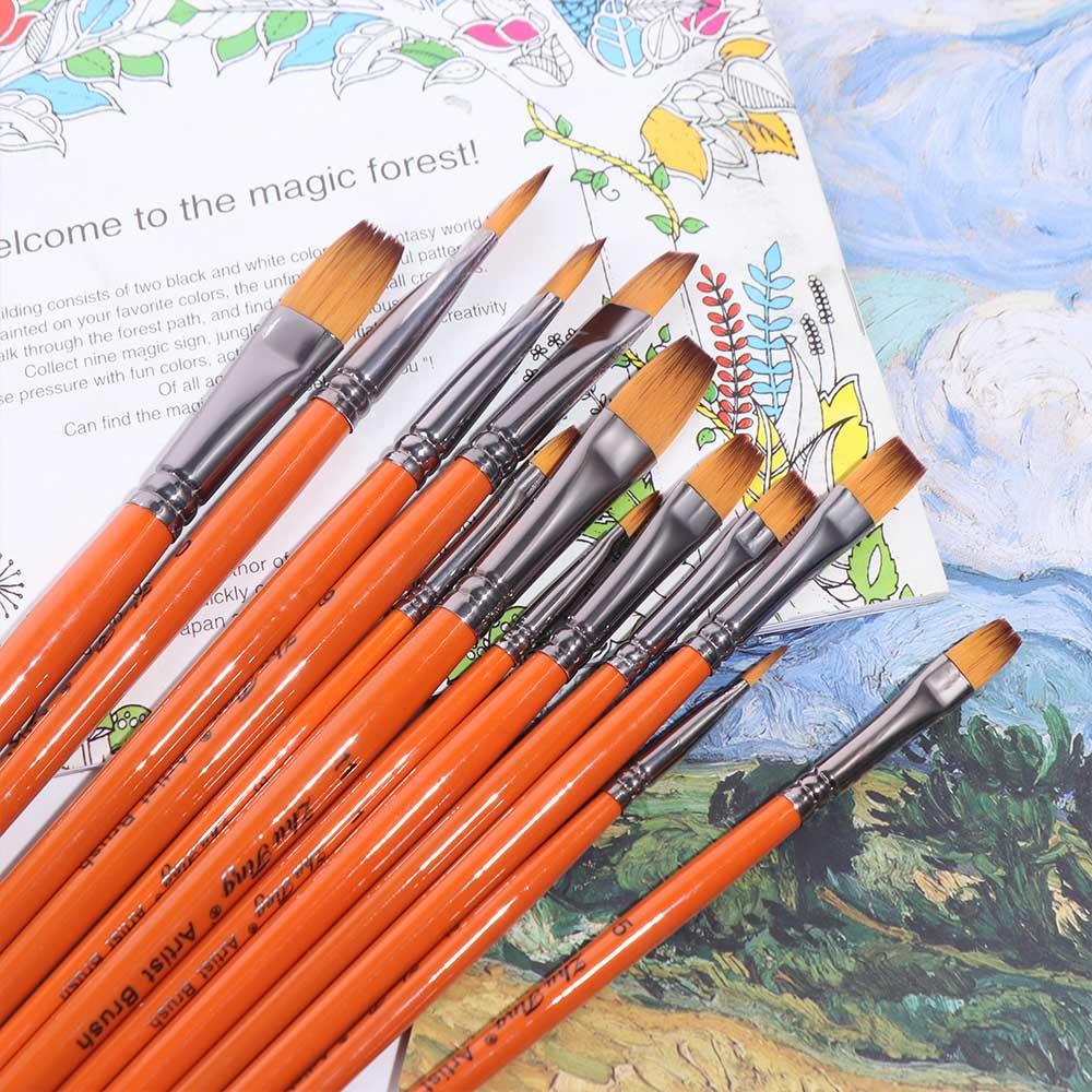 

12pcs/set Professional Painting Brush Set Nylon Art Paint Brushes Student Style 1