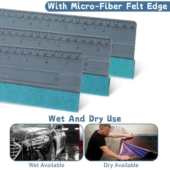 3 Pcs Vinyl Squeegee Tool Large Size Car Window Tint tallation Tool Felt Edge Squeegee Sign Making Wrap Tool for Wallpaper Smoothing Vinyl Graphic