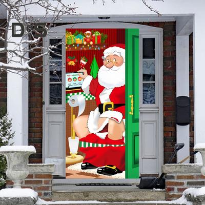 Kerst Deur Banner Decoratie Kerstman Deurhoes Vrolijk Kerstfeest Nieuwjaar Hangende Banner voor Familiebijeenkomsten Feestartikelen