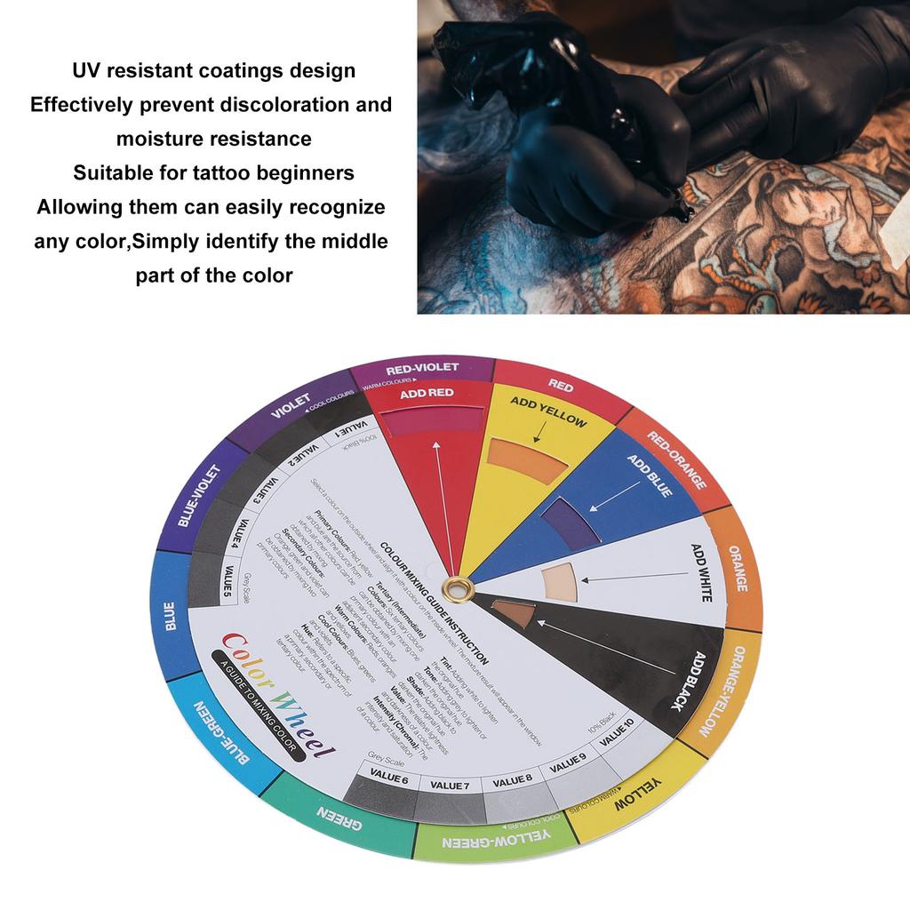 13cm Diameter Tattoo Color Wheel Chart Prevent Discoloration Tattoo Pigment Mixing Guide