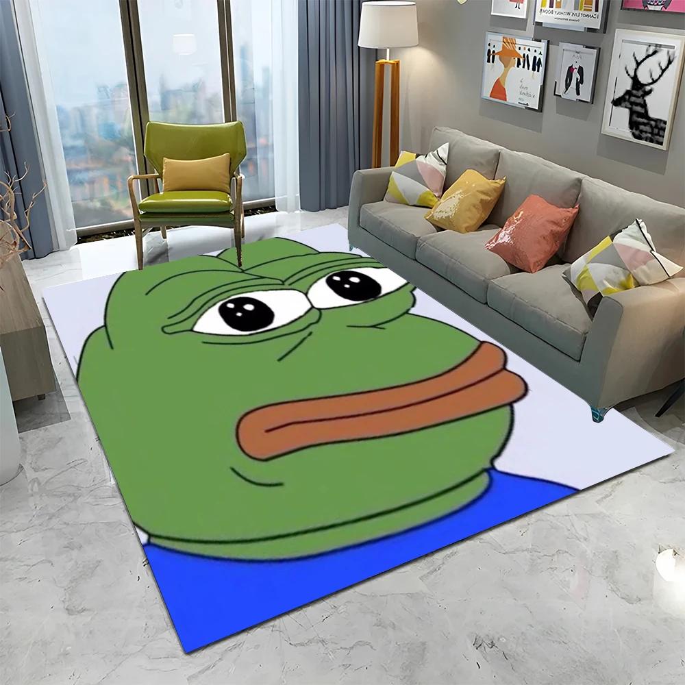 3D Pepe The Frog Face Cartoon Carpet Rug for Home Living Room Bedroom Sofa Doormat Decor,kids Play Area Rug Non-slip Floor Mat