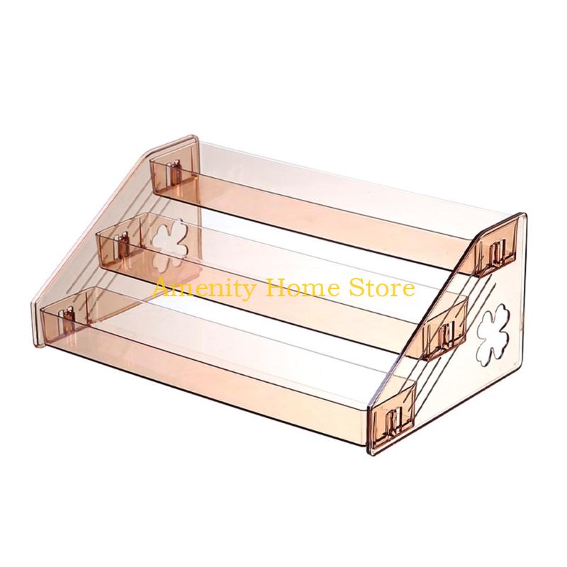 

F26C Multi Level Storage Shelf Transparency Organizer with Step Designs Vertical Space Rack Cosmetics Stand