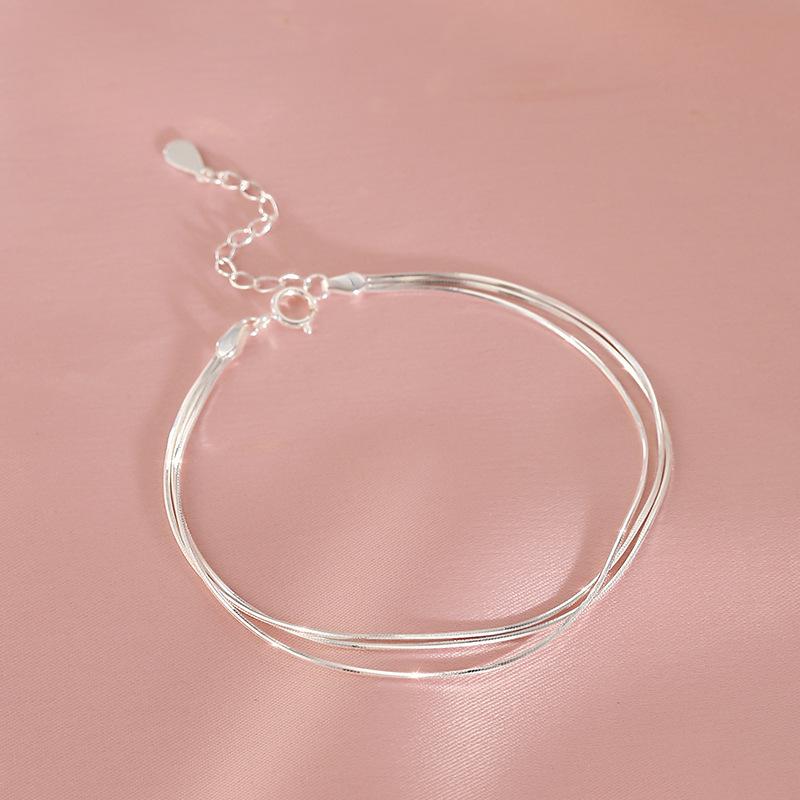 925 Silver Hollow Heart Bracelets For Women Girls Vintage Korean Design Double Layer Beads Bracelet Party Jewelry Gifts