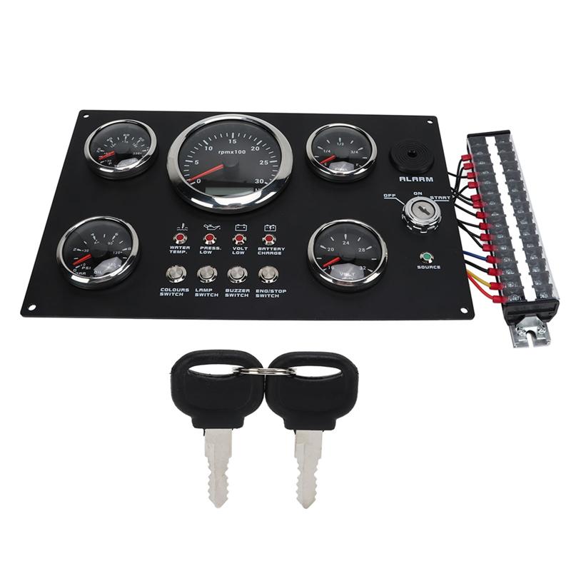 A25F-7 Color Backlight Digital Gauge Cluster Panel Display 24V RPM Fuel Level Oil Pressure Water Temp Voltage For RV Boat