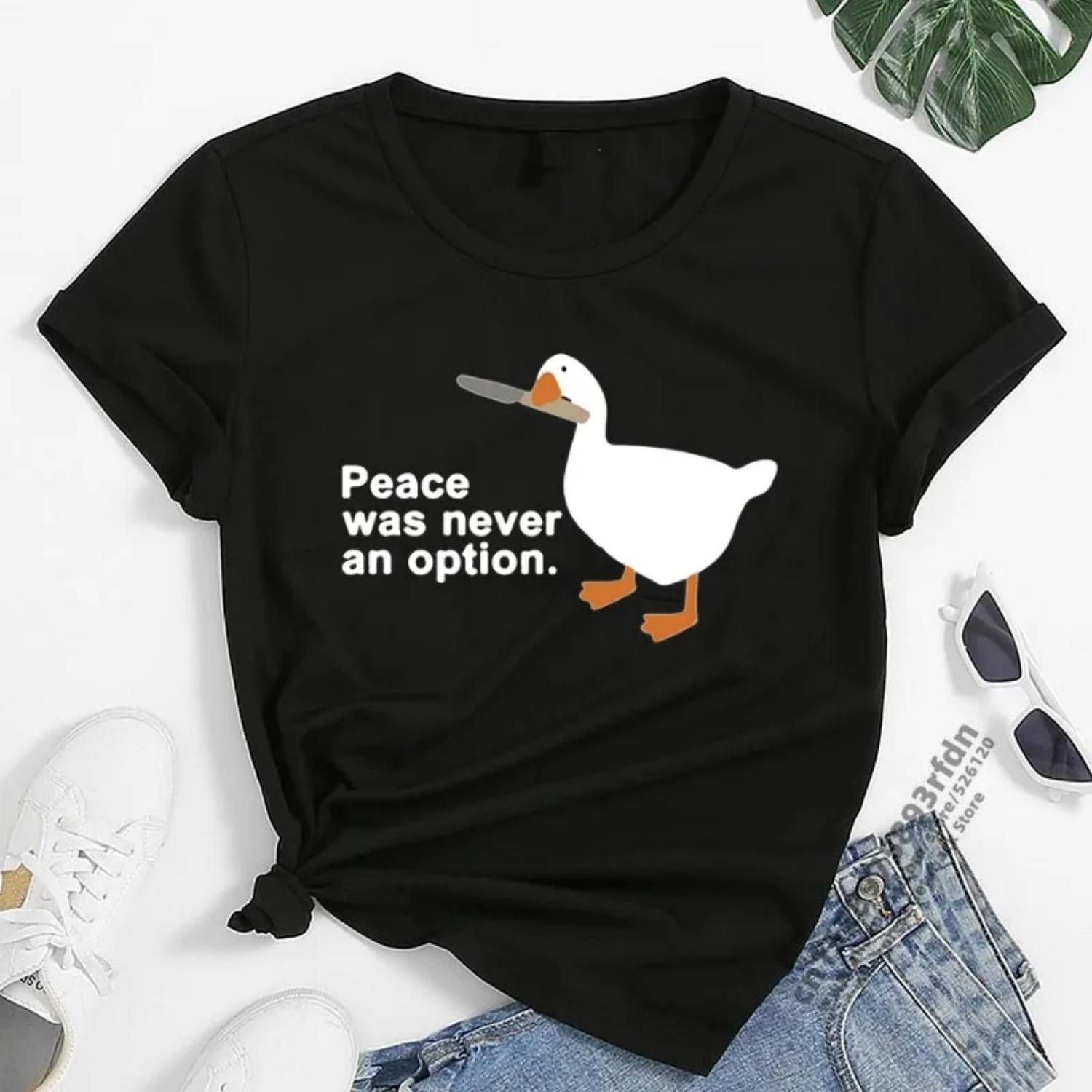 

Peace Was Never An Option Жіноча футболка з кумедним принтом Kawaii Cool Street T-Shirt М’яка дихаюча футболка Вінтажна футболка з круглим вирізом XXXXXL чорний
