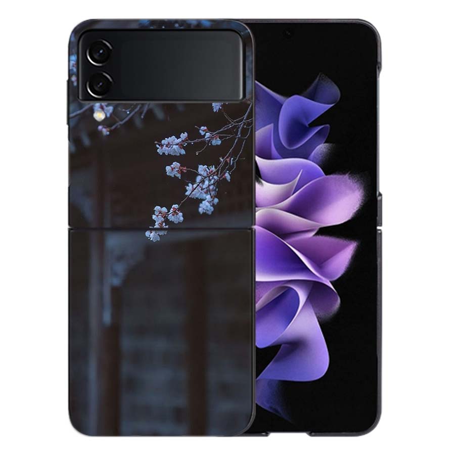 Snowy Peach Blossom Tree in Front of the House Phone Case For Samsung Z Flip 6 7 5G Galaxy Z Flip 5 4 3 5G Cases Shockproof Hard