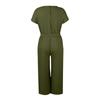 (Spicy chicken)Women's Fashion Loose Casual Solid Color  Linen Short Sleeve Temperament Wide-leg Long Jumpsuit Linen Pants For Women Belt Included