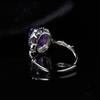 S925 Sterling Silver Natural Color Treasure Amethyst Ring Female Bamboo Design Fashionable And Versatile, Adjustable And Non-Fading