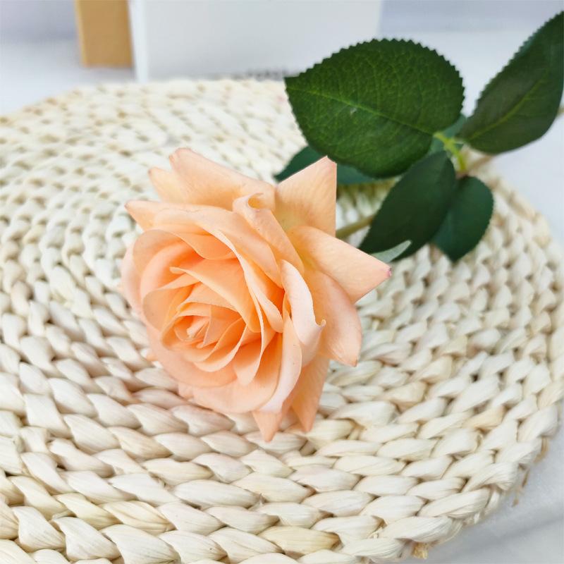 Single Branch Simulated Rose, Glued Moisturizing Rose Curled Edge Rose Simulated Bouquet Home Decoration