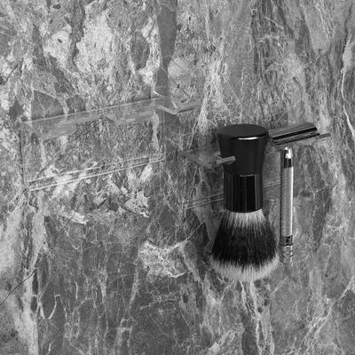 Razor Holder Bathroom Self-Adhesive and Brush Stand Compatible with Fusion 5 Proglide Shaving Mach 3 Classic Black Clear, 1 Piece