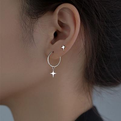 Ab Women'S Earrings Are Simple, Small, Fresh, Circle Stars, Personalized Students, Short Starasymmetrical Earrings.