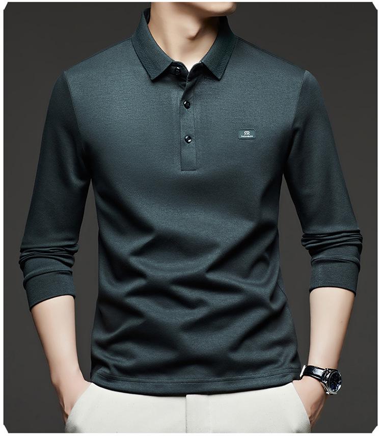 Scarecrow Men's Long Sleeve Polo Shirt, Solid Color, Cotton, Casual Loose Fit for Spring and Autumn 2025