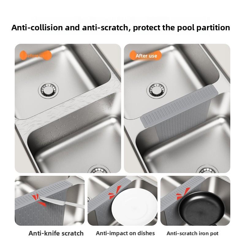 Sink Saddle Silicone Sink Separator Pad Kitchen Sink Protective Pad Anti-skid Bumping Scratch Drain Pad