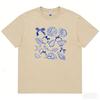 Vintage Unisexs Graphic Tops Ocean Animal Conch Bow Pattern Shirt Loose Round Neck TShirt Short Sleeves Cotton Female Clothing