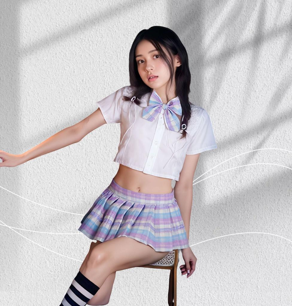 Sexy Campus JK Uniform College Seduction Pure Lust Skinny Ultra Short Pleated Skirt Suit Sex Lingerie