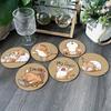 6Pcs Cute Wooden Cat Coaster, Cartoon Heat Insulation Mats for Table, Non Slip Drink Coasters for Coffee Cups