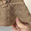 Fisherman Hat with Flower Detail, Wide Brim Glitter Bucket Hat, Knit Design Adjustable Drawstring Knit Hat, Lightweight Sun Hat for Travel Beach