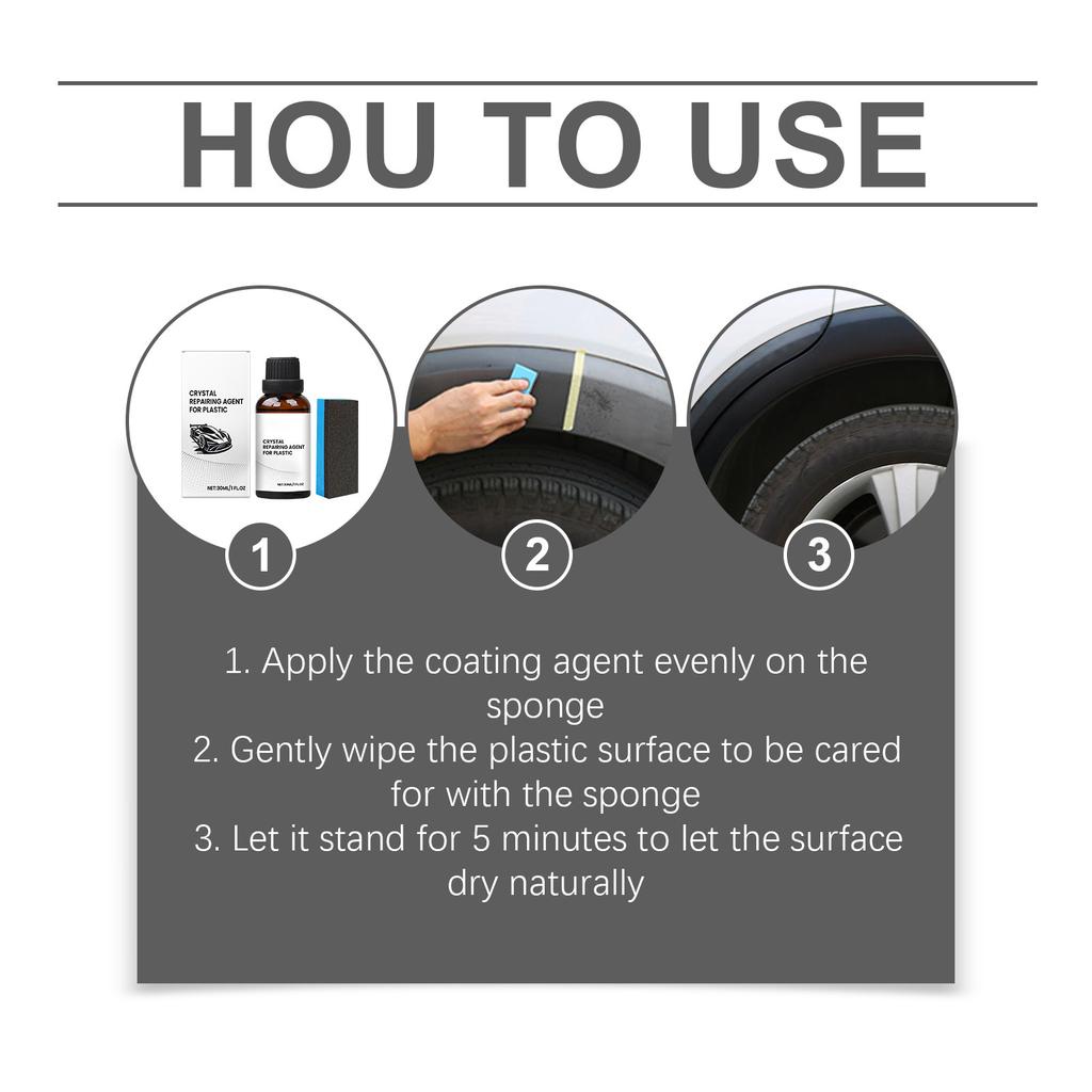 Automotive Plastic Coating Agent, Protective Coating Agent, Plastic Restoration, Gloss Maintenance, Automotive Coating Agent 30ml