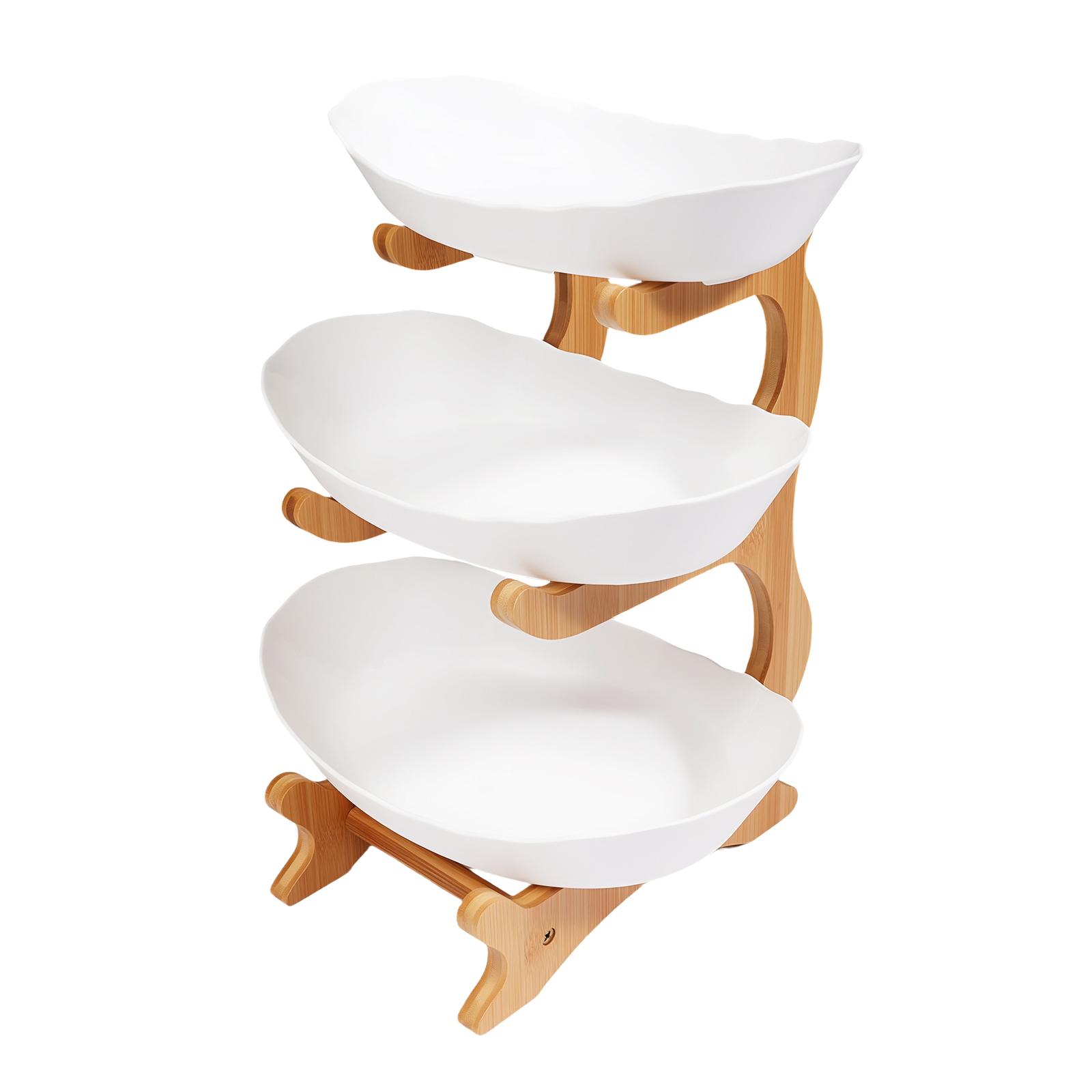 

Durable Three-tier Cake Stand with Space-saving Design and Stackable Fruit Plates for Desserts and Snacks белый