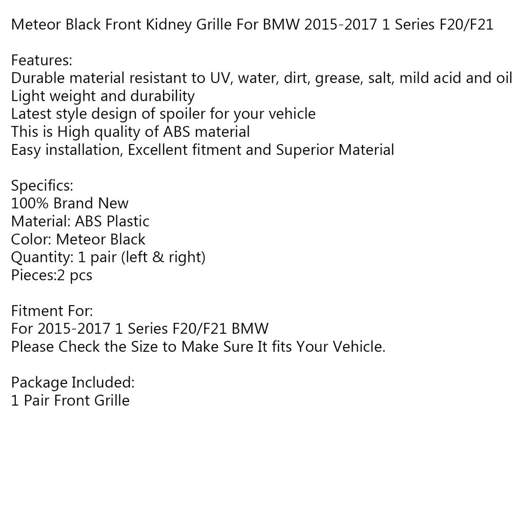 Areyourshop Meteor Black Front Kidney Grille For BMW 2015-2017 1 Series F20/F21