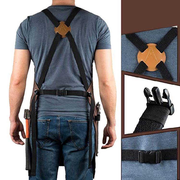 Robuste Arbeits-Schürze, Baumwoll-Canvas, Verstellbare Kreuz-Rückenbänder, Unisex