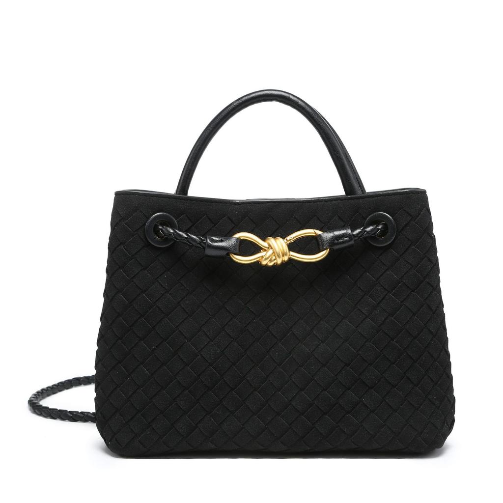 Imitation suede matte woven bag handbag metal butterfly buckle messenger women's bag fashion