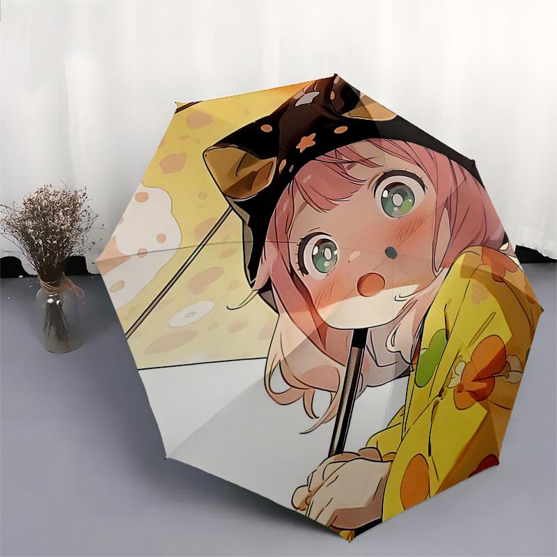 1pc Manga Character Inspired Outdoor Umbrella - Automatic Opening/Closing, Portable 3-Fold Design with 8-Rib Iron Frame - Perfect Gift for Fans, Trave
