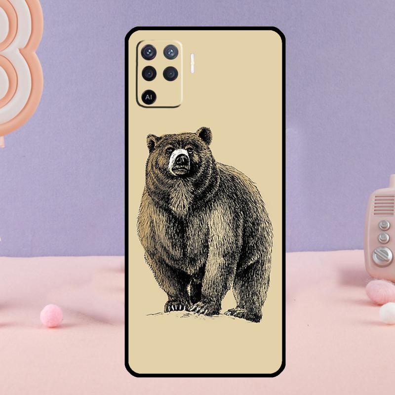Cartoon Grizzly Bear Phone Case For Oppo A38 A18 A58 A78 A98 A79 A40 A60 A80 A16 A76 A96 A15 A74 A94 A54 A77 A17