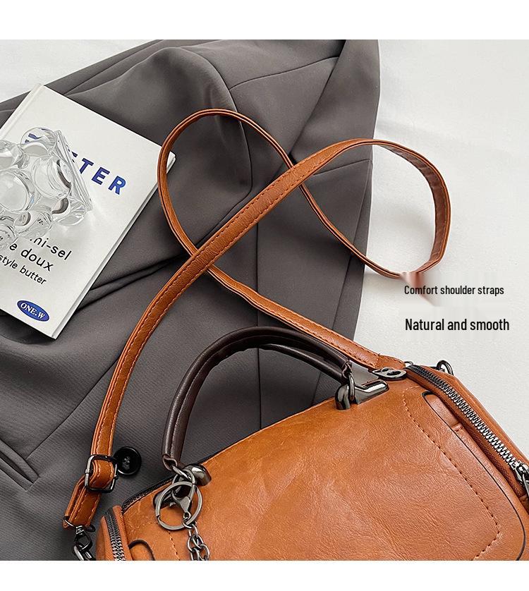 Borsa a tracolla Boston a cuscino retrò coreana - Borsa a mano da donna di grande capacità