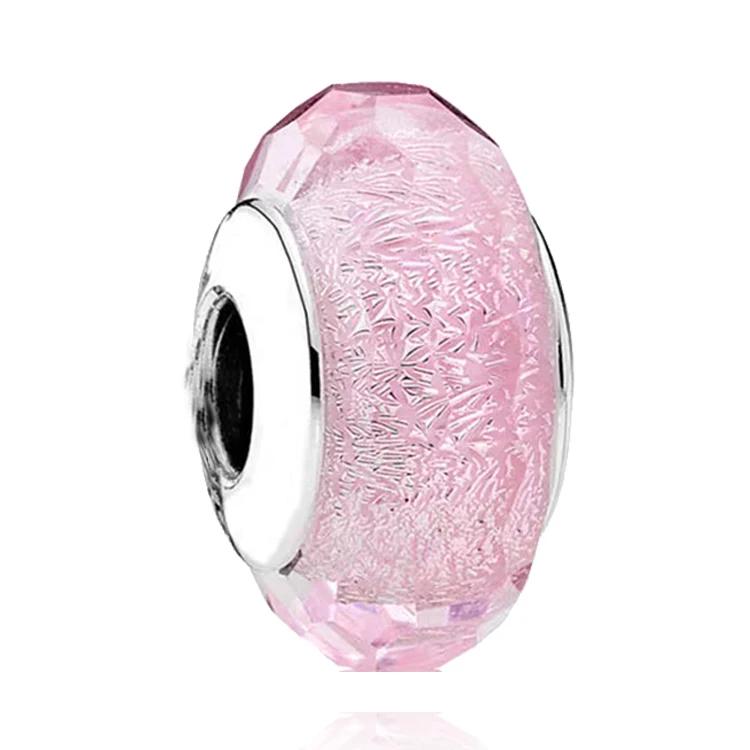 New Original Copper Murano Glass Flower And Leaf Cosmic Rainbow Charm Beads For Bracelet Diy Women Jewelry Gift