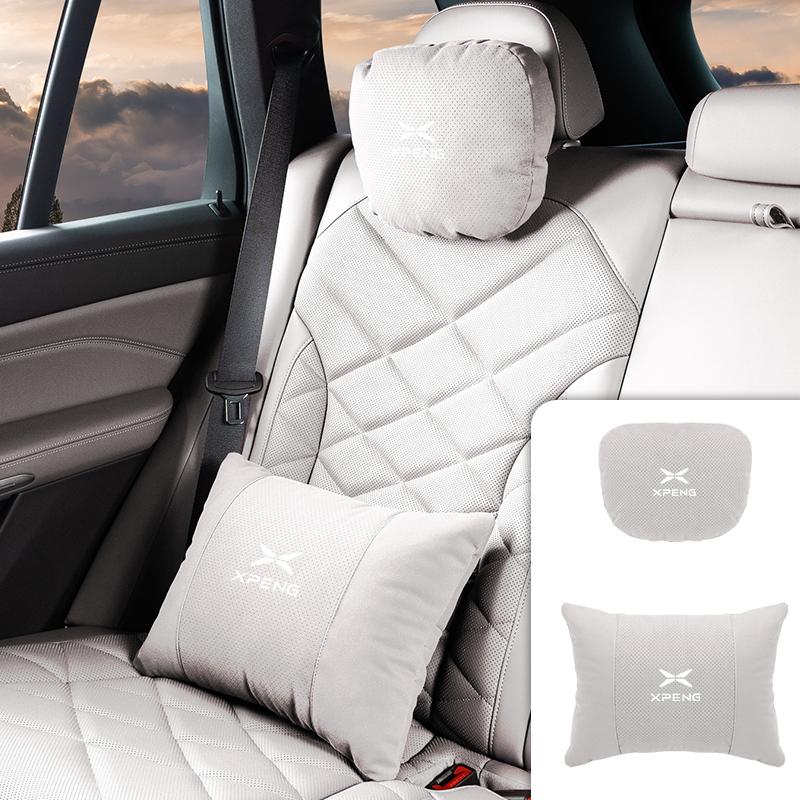 2026 Pour Xpeng G6 P7 G3 G3i G9 P5 X9 X2 N5 F30 H93 2020 2026 Oreiller de Nuque en Daim pour Voiture Appui-tête Oreiller de Soutien Lombaire Protection de la Colonne Vertébrale