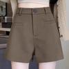 Petite Women's High-Waisted Tweed A-Line Shorts - Slimming, Versatile, Casual Wide-Leg for Autumn/Winter (XS)