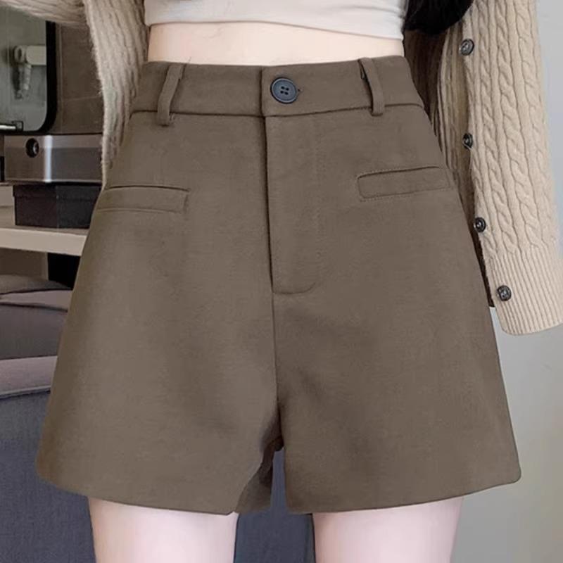 Petite Women's High-Waisted Tweed A-Line Shorts - Slimming, Versatile, Casual Wide-Leg for Autumn/Winter (XS)