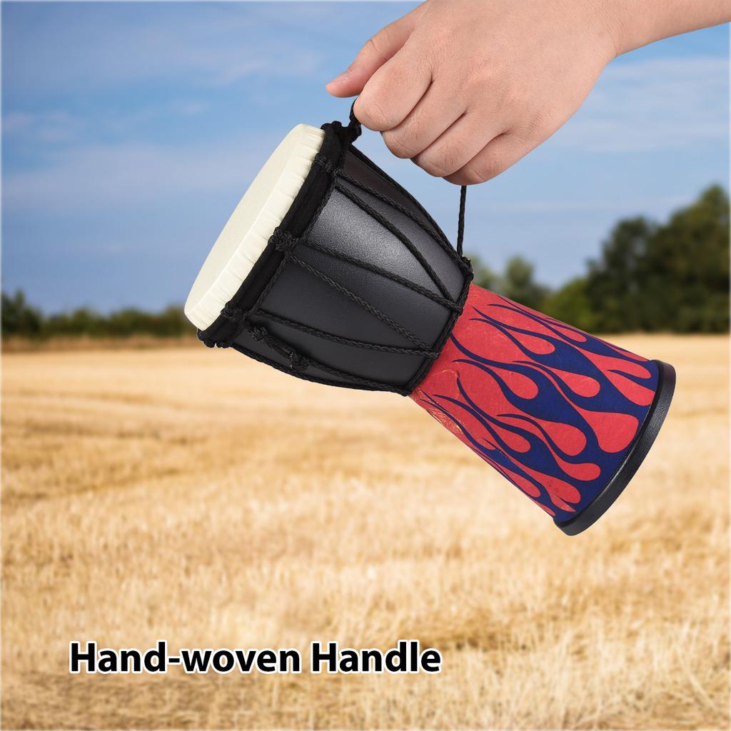 4 Inch African Drum Portable Hand Drum Lightweight Hand Clapping Drum Colorful Pattern Bongo Drum for Beginners School