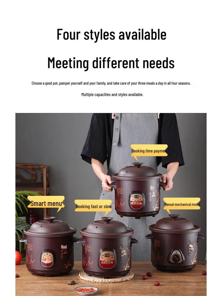 Vollautomatischer elektrischer Schongarer: Keramik-Suppentopf für Brei und multifunktionales Gesundheitskochen.