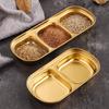 2Pcs Thickened Seasoning Dish Stainless Steel BBQ Seasoning Dip Plate Sauce Plate  Restaurant Use