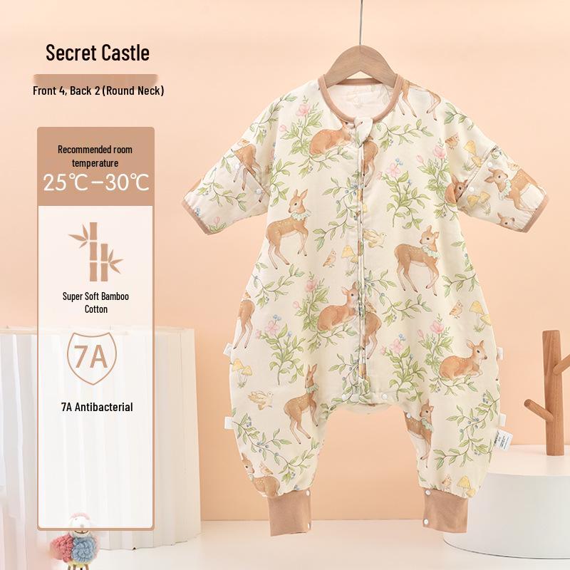 Breathable Bamboo Cotton Split-Leg Toddler Sleeping Bag Pajamas M - Length: 75cm, Height: 80-95cm