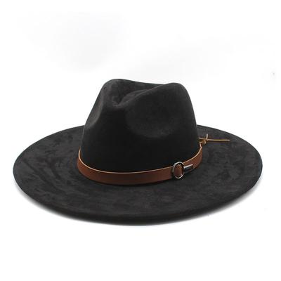 Toamnă Și Iarnă Piele Suedeză Negru Retro Britanic European Și American În Aer Liber Jazz Pălărie Top Pălărie Cowboy Vestic