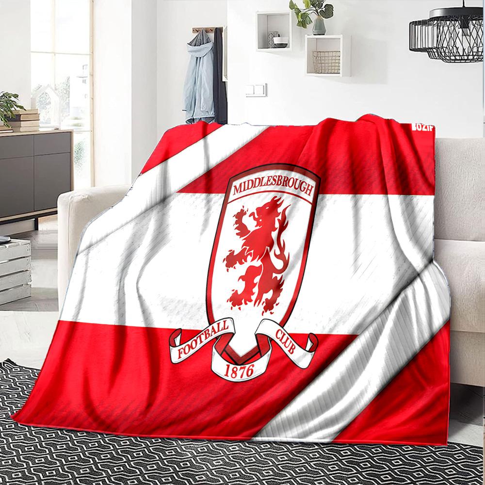 Red Lion Football Club Flannel Blanket, Soft Polyester, Modern Design, All-Season for Camping, Travel, Gifts for Holidays or Birthdays