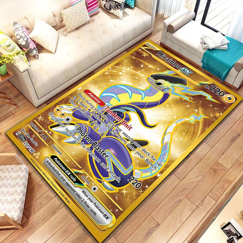 Pokemon Karten Serie Anime Poster Großer Teppich 3D Teppiche Zuhause für Wohnzimmer Kinderzimmer Sofa Fußmatte Dekor Kind Bodenteppich