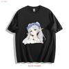Frieren Floral Crown T Shirt Ethereal Elf Design Vintage Washed Fashion Stylish Slightly Top For Everyday Wear Stretched