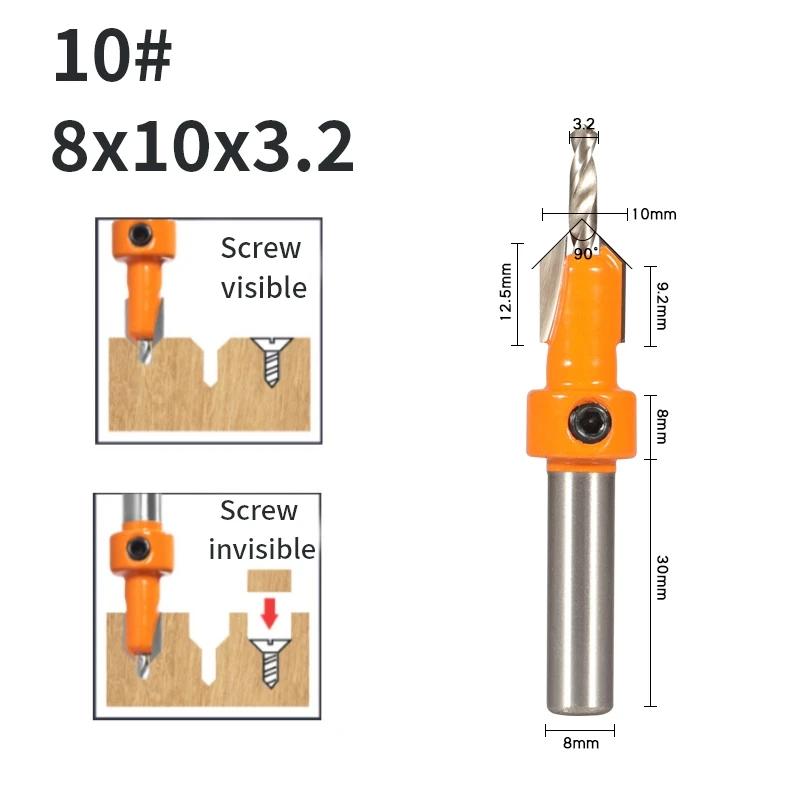 8MM Shank Hss Countersink Router Bit Screw Extractor Woodworking Hole Opener Drill  Milling Cutter For Wood Alloy Step Drill