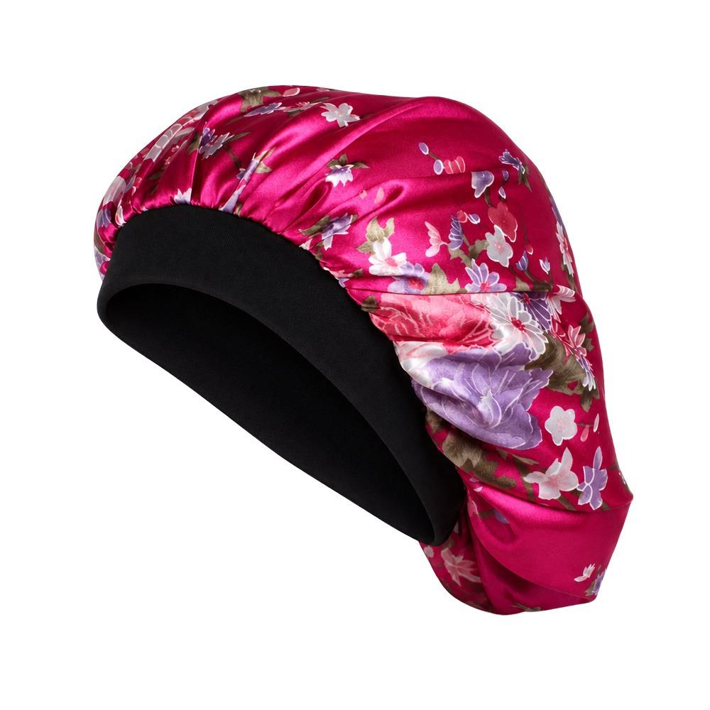 Elastic Wide Band Satin Sleep Bonnet Hair Loss Cover Bath Hair Cap Night Cap  Hair Wrap Accessories