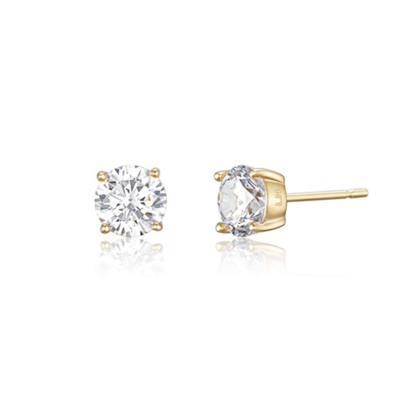 LUNNE 14k Round Brilliant 0.5 Carat Moissanite Earrings (14k Gold) #MOE01