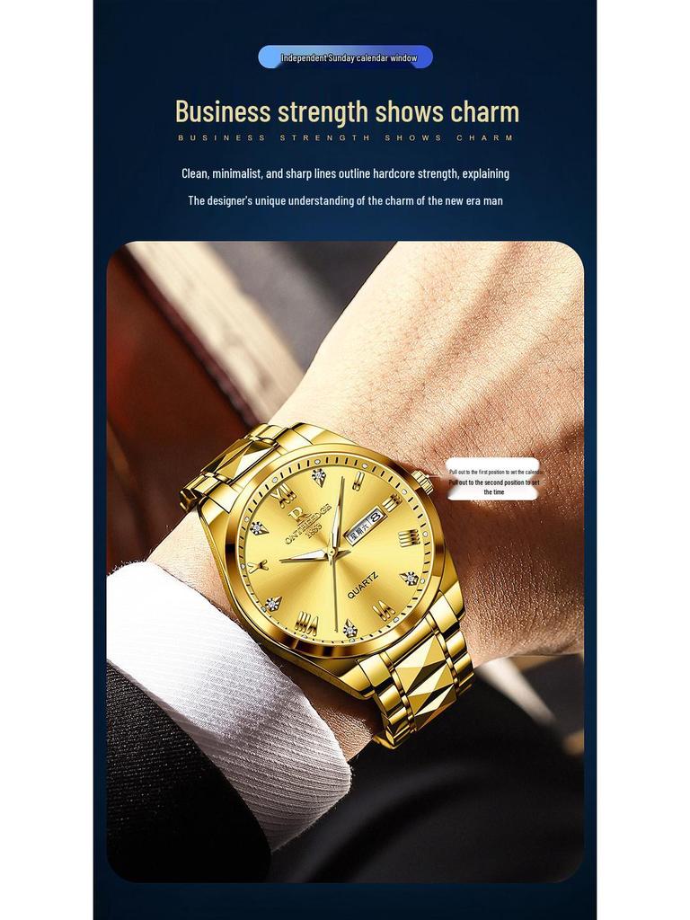 Bestseller Herren Quarz Wasserdicht Leuchtend Stahlband Armbanduhr